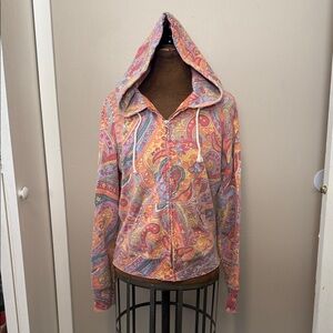 Lucky Brand Multicolor Paisley Zip Hoodie